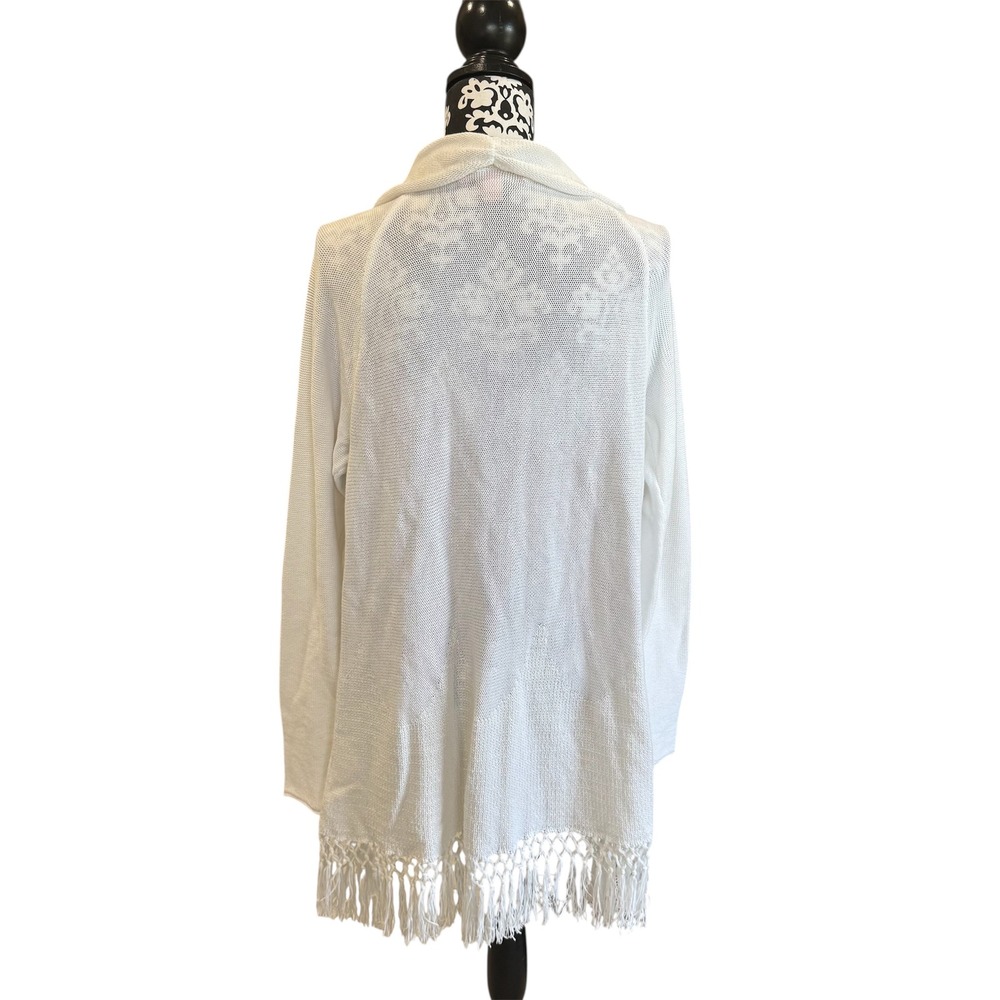 Lilly Pulitzer Tatum Fringe Cardigan Sweater White Open XL - Picture 4 of 10